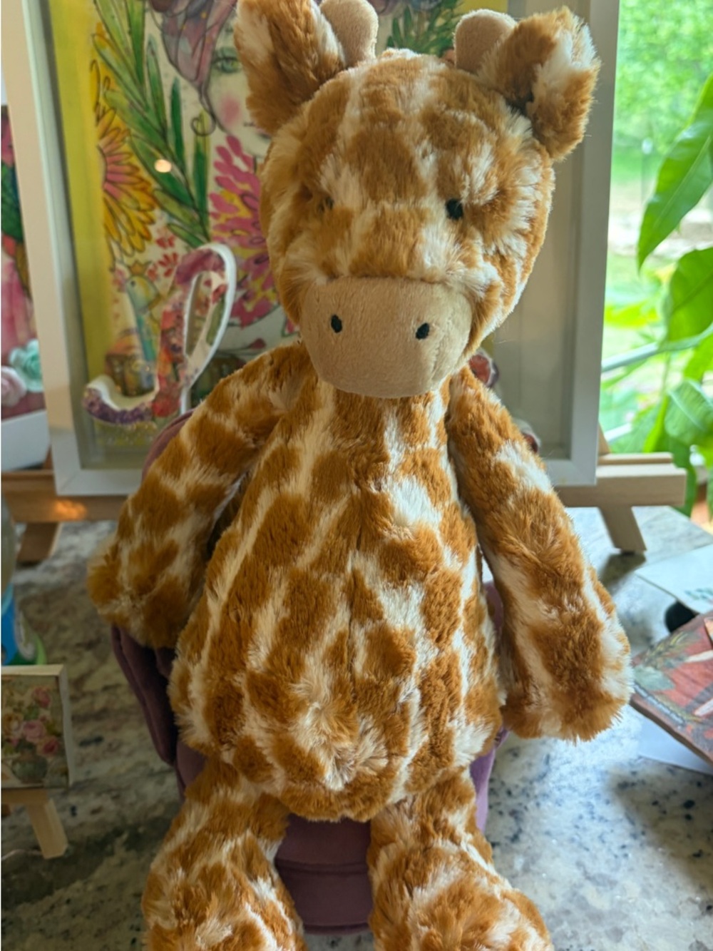 Jellycat Authentic Bashful Giraffe Plush w/Blue Gift Bag  Stuffed Animal NWT - Picture 10 of 12